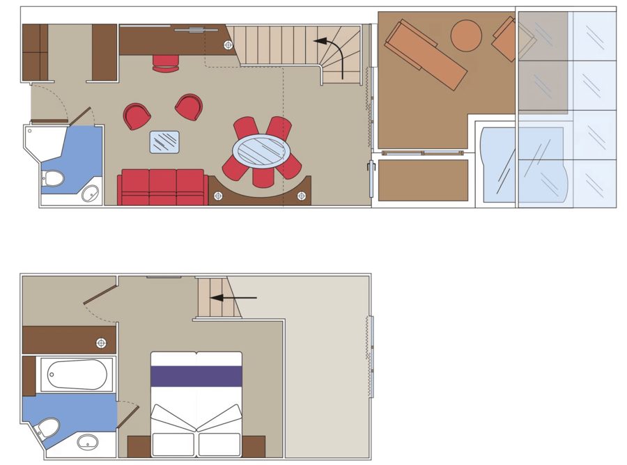 Двухуровневый люкс MSC Yacht Club Duplex на MSC Seaview